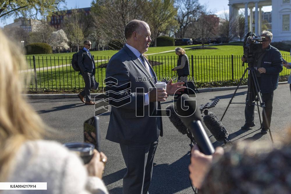 Trump Administration Border Czar Tom Homan speaks to the news media outside the White House