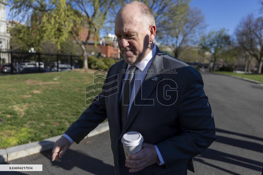 Trump Administration Border Czar Tom Homan speaks to the news media outside the White House