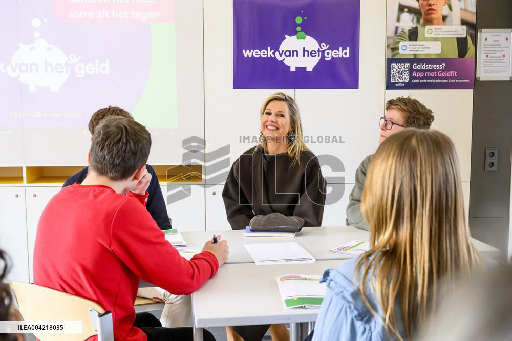 Queen Maxima Attends Lesson On Money - Haarlem