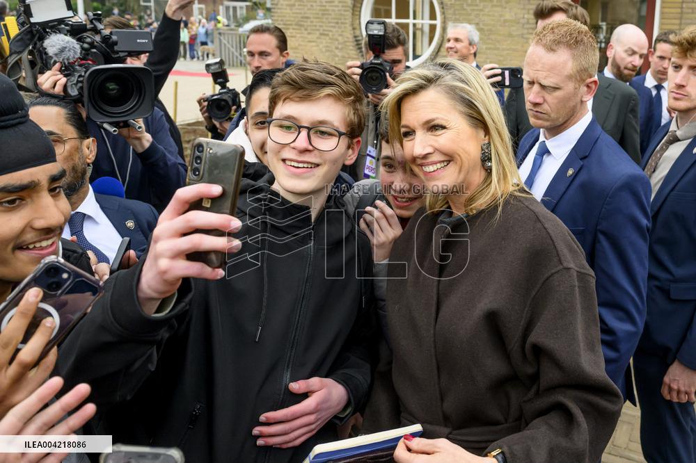 Queen Maxima Attends Lesson On Money - Haarlem