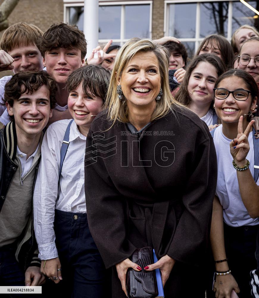Queen Maxima Attends Lesson On Money - Haarlem