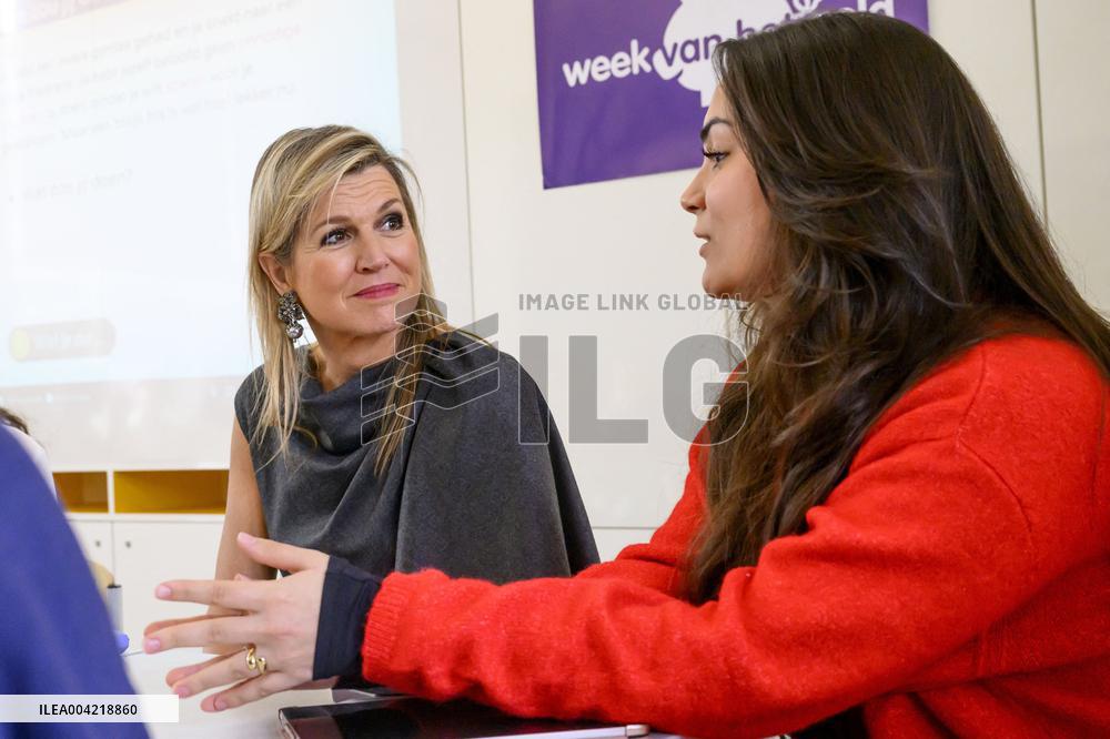 Queen Maxima Attends Lesson On Money - Haarlem