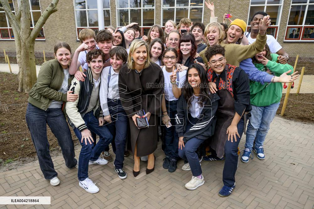 Queen Maxima Attends Lesson On Money - Haarlem