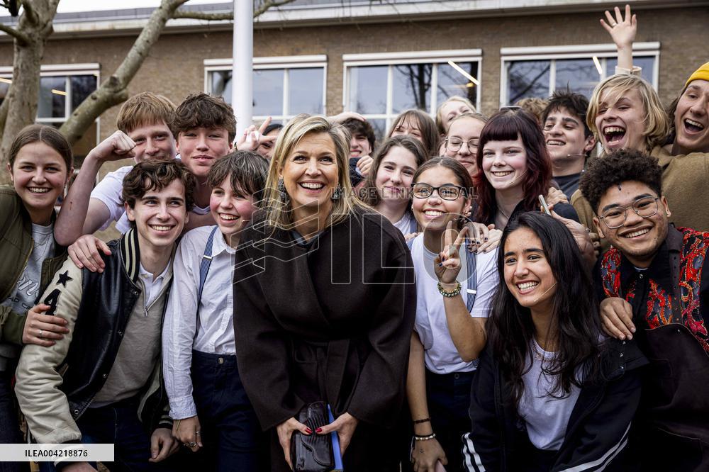 Queen Maxima Attends Lesson On Money - Haarlem