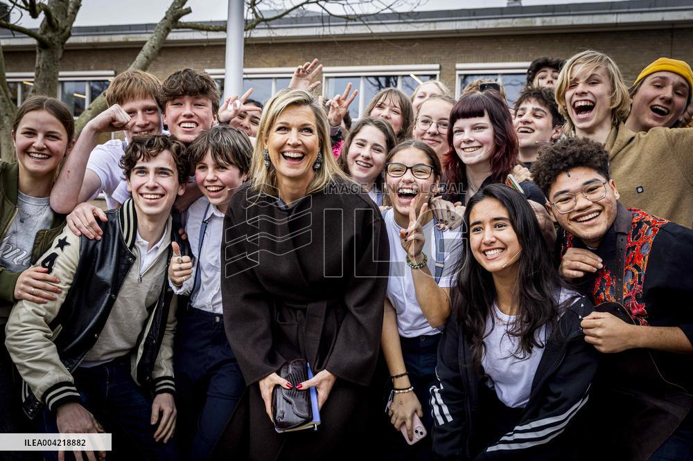 Queen Maxima Attends Lesson On Money - Haarlem