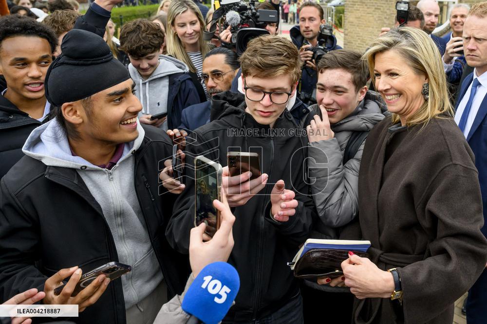 Queen Maxima Attends Lesson On Money - Haarlem