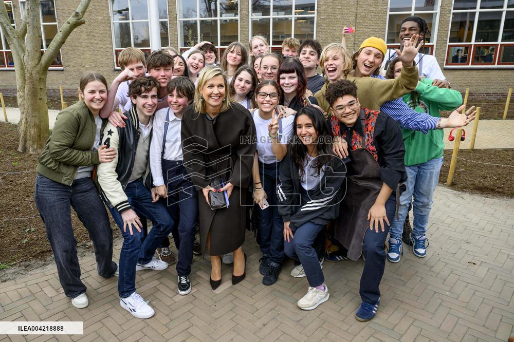 Queen Maxima Attends Lesson On Money - Haarlem
