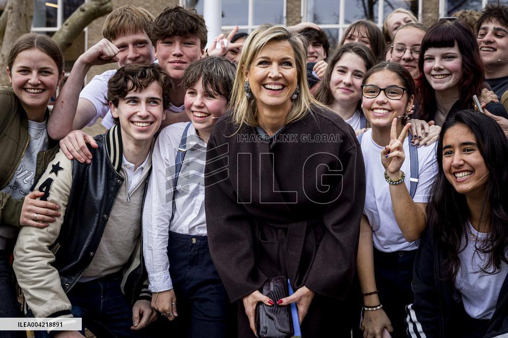 Queen Maxima Attends Lesson On Money - Haarlem