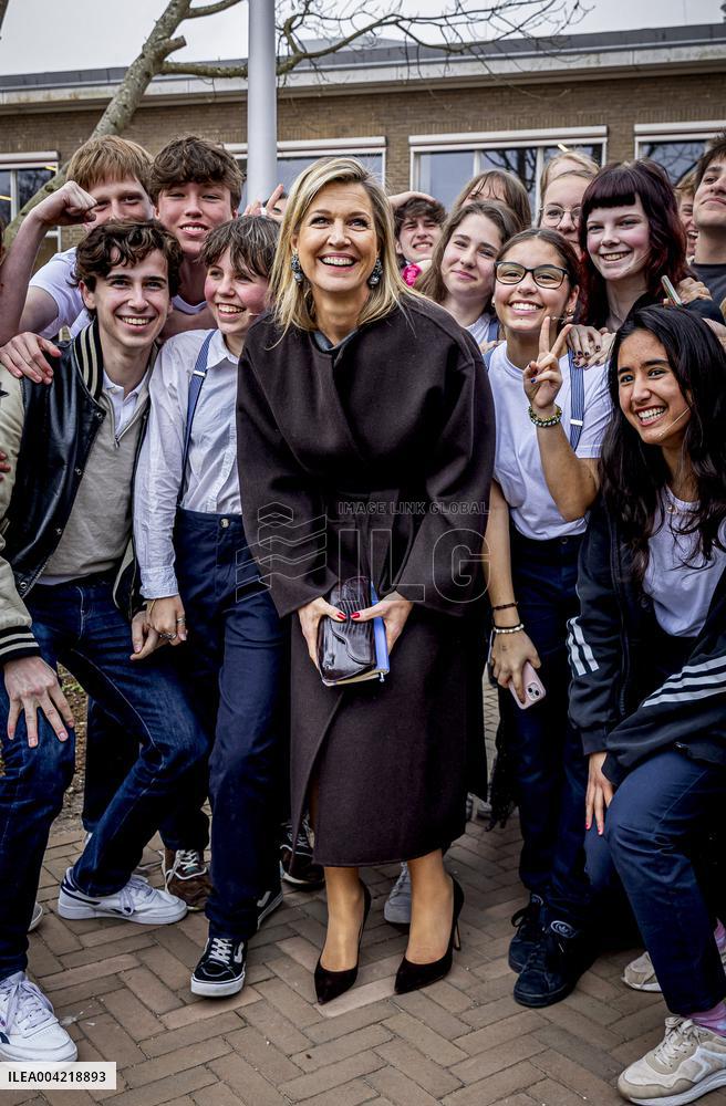 Queen Maxima Attends Lesson On Money - Haarlem