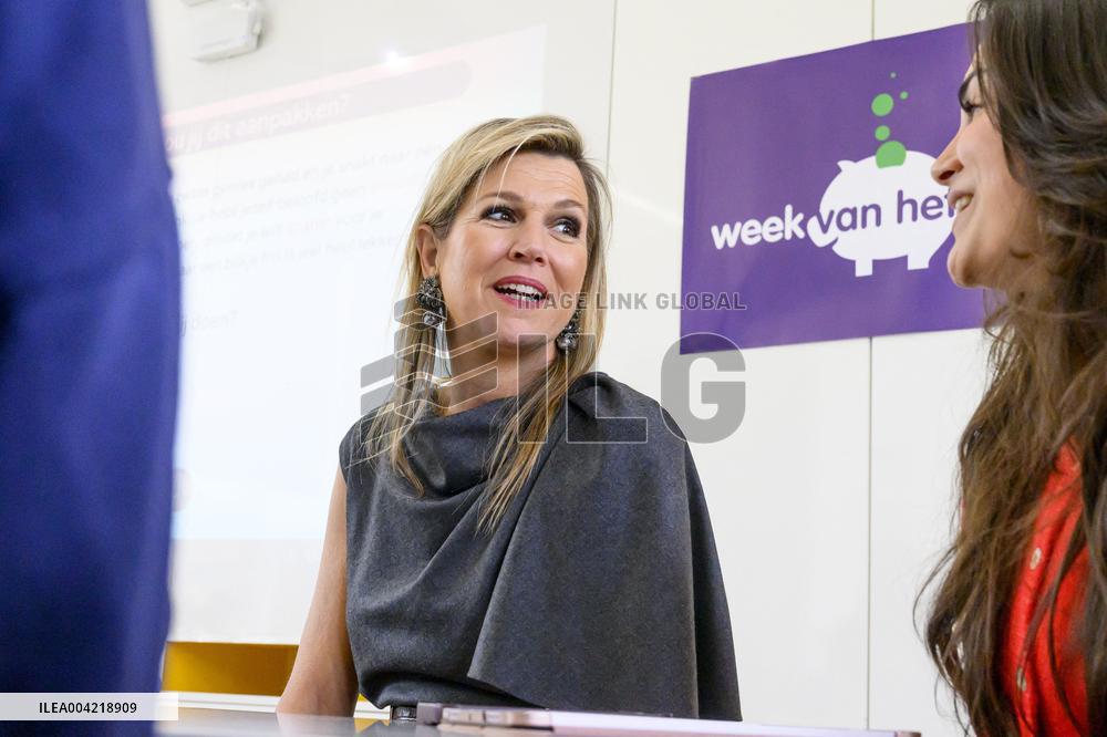 Queen Maxima Attends Lesson On Money - Haarlem
