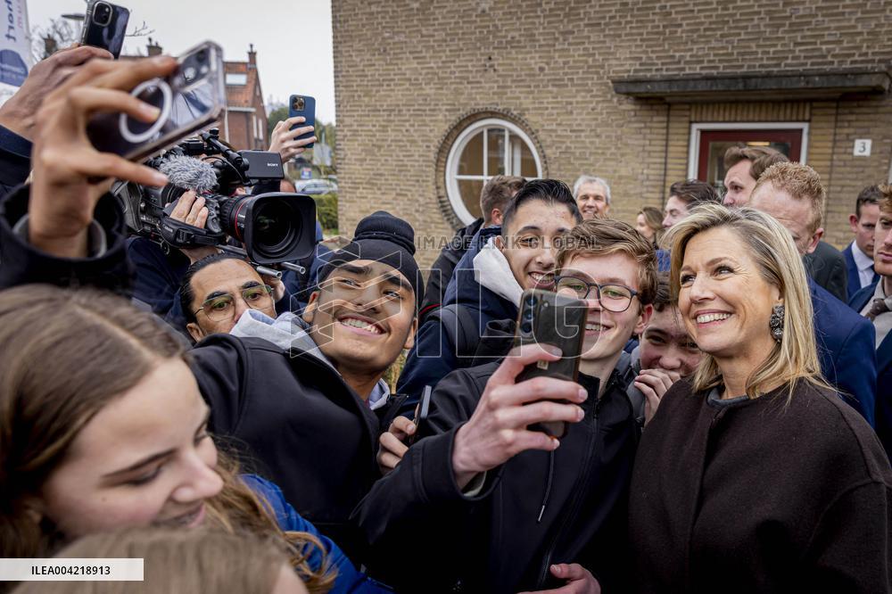 Queen Maxima Attends Lesson On Money - Haarlem