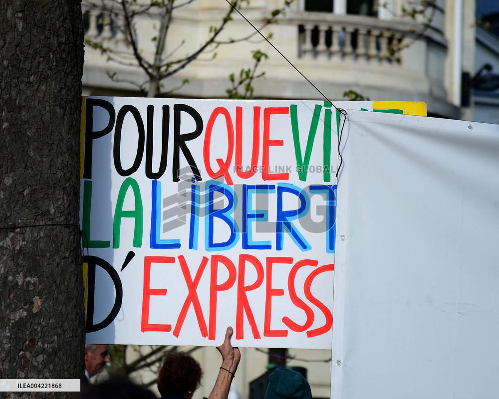 Rally in Support of Franco Algerian Writer Boualem Sansal - Paris