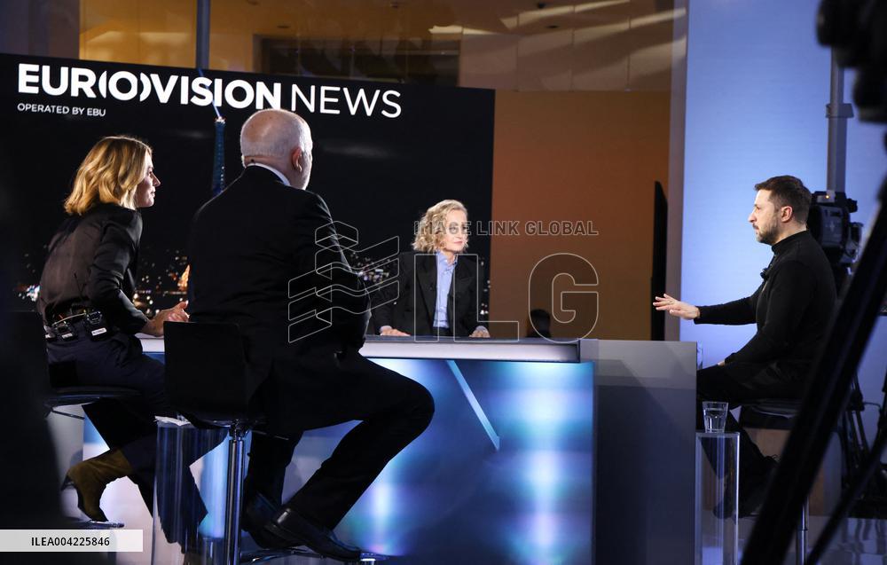 President Zelensky Interviewed by European Broadcasting Union's Medias - Paris