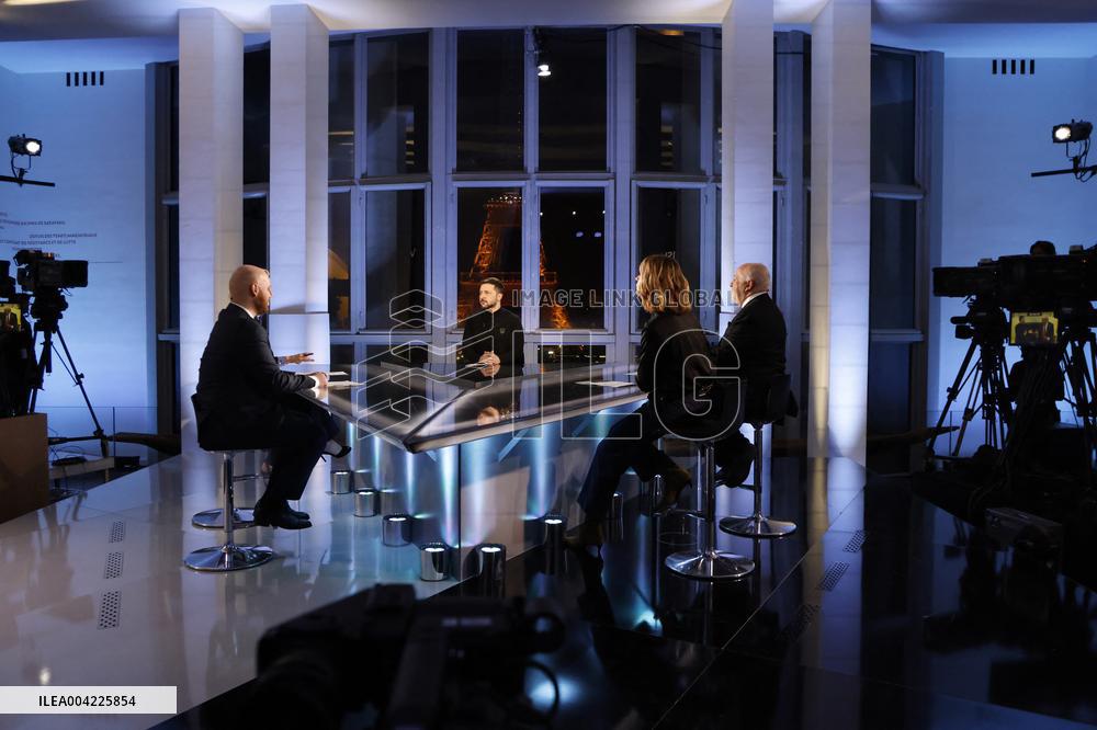 President Zelensky Interviewed by European Broadcasting Union's Medias - Paris