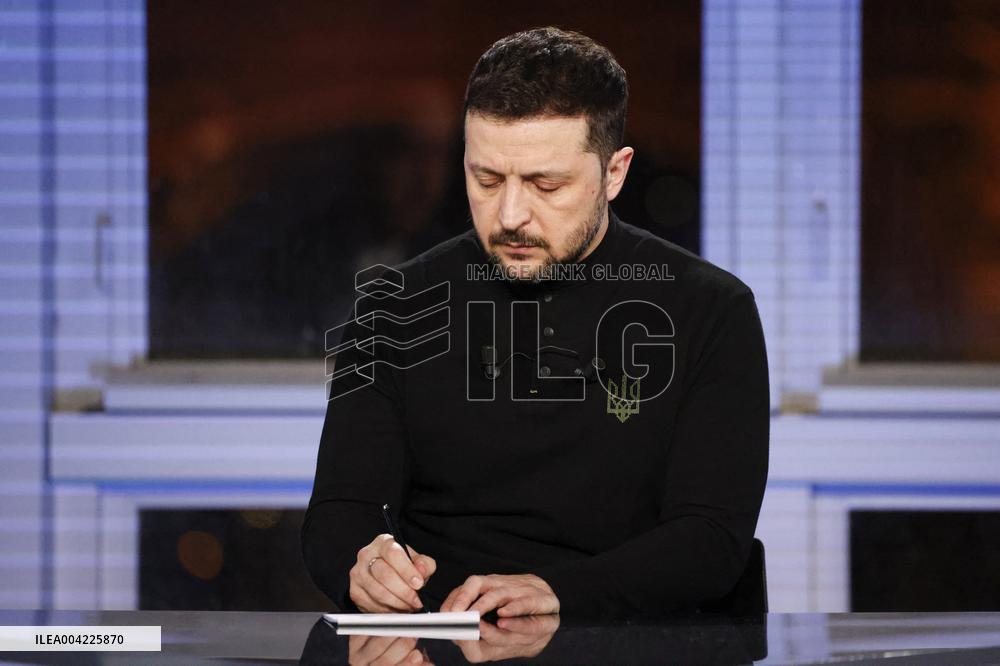 President Zelensky Interviewed by European Broadcasting Union's Medias - Paris