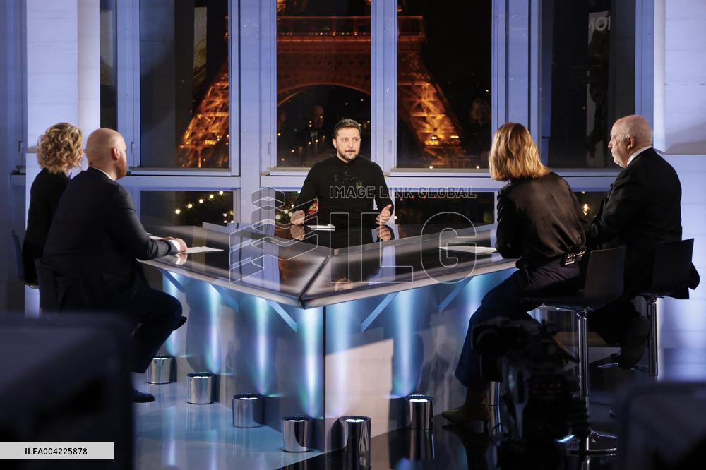 President Zelensky Interviewed by European Broadcasting Union's Medias - Paris