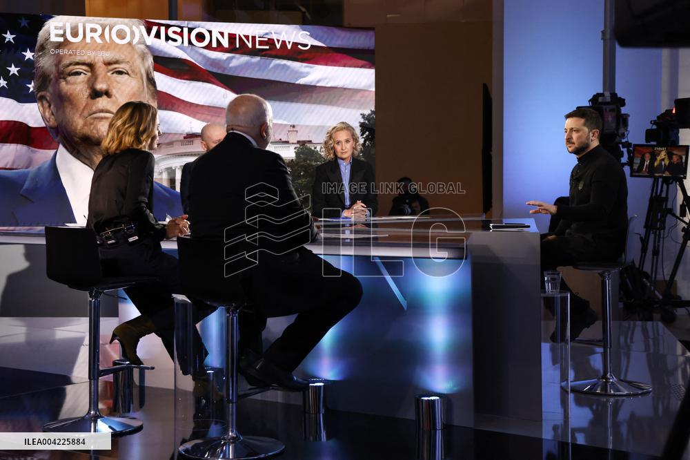 President Zelensky Interviewed by European Broadcasting Union's Medias - Paris