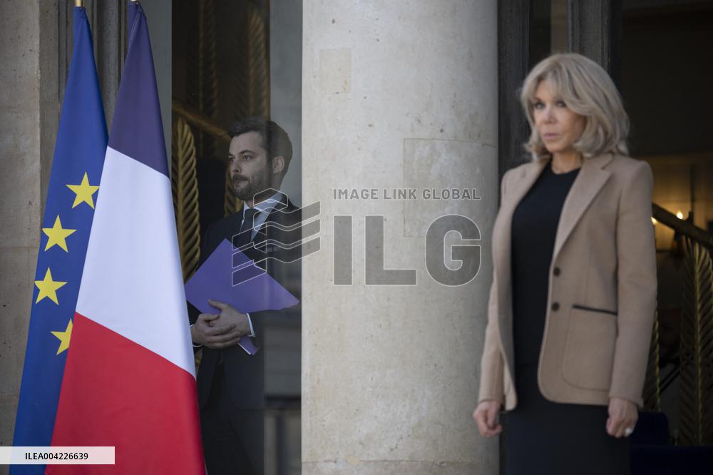 Brigitte Macron Hosts Rosangela da Silva at Elysee Palace - Paris