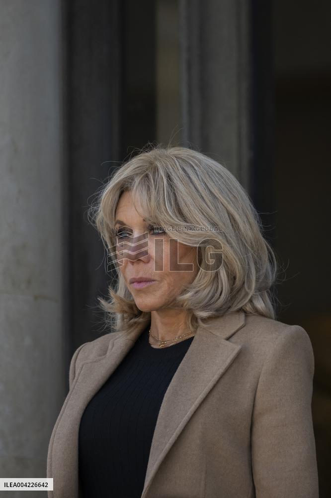 Brigitte Macron Hosts Rosangela da Silva at Elysee Palace - Paris