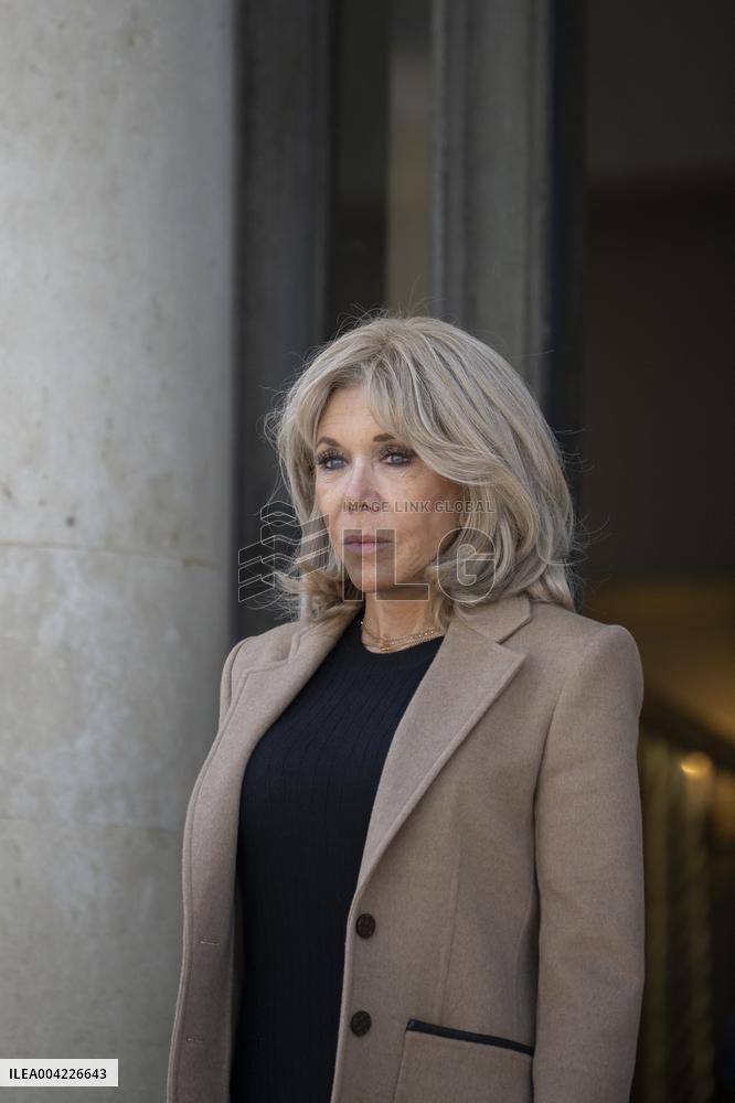 Brigitte Macron Hosts Rosangela da Silva at Elysee Palace - Paris