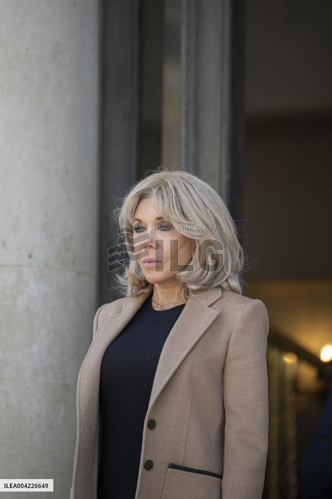 Brigitte Macron Hosts Rosangela da Silva at Elysee Palace - Paris