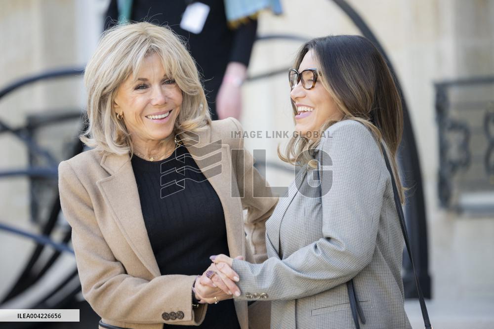 Brigitte Macron Hosts Rosangela da Silva at Elysee Palace - Paris