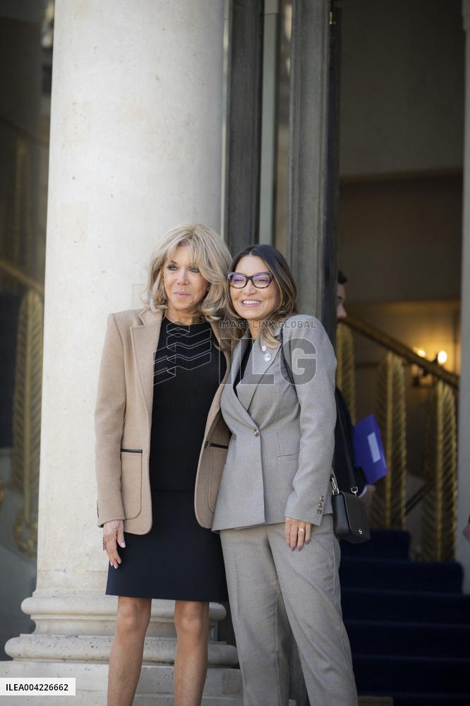 Brigitte Macron Hosts Rosangela da Silva at Elysee Palace - Paris