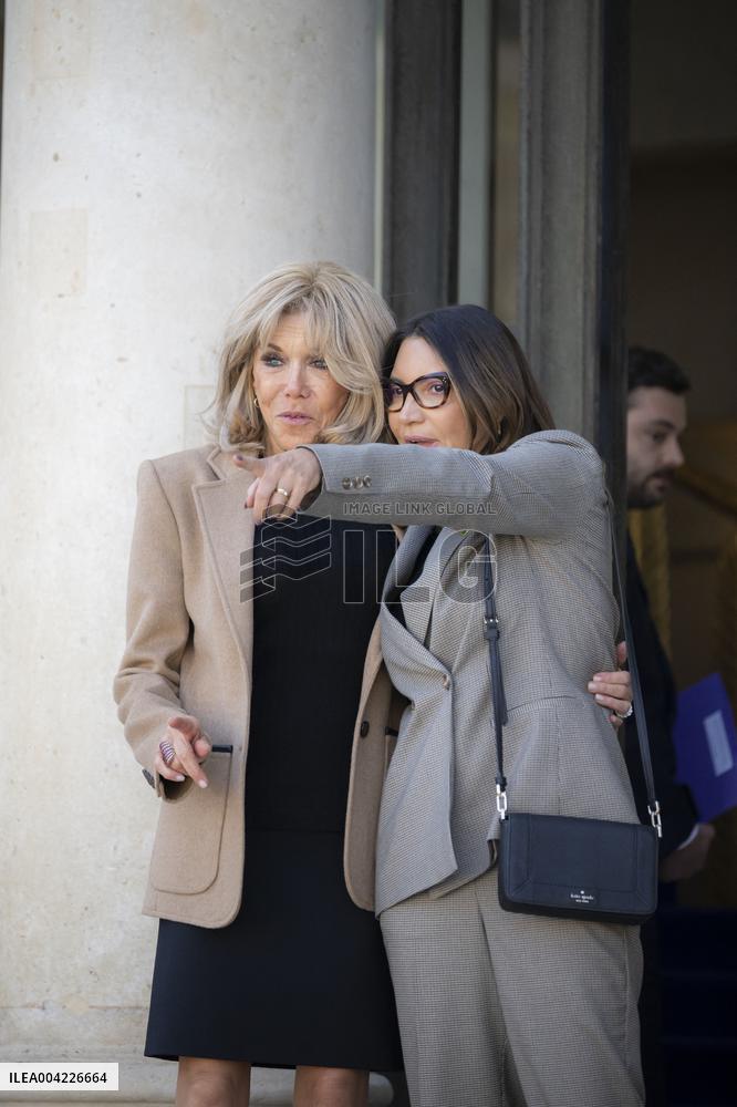 Brigitte Macron Hosts Rosangela da Silva at Elysee Palace - Paris