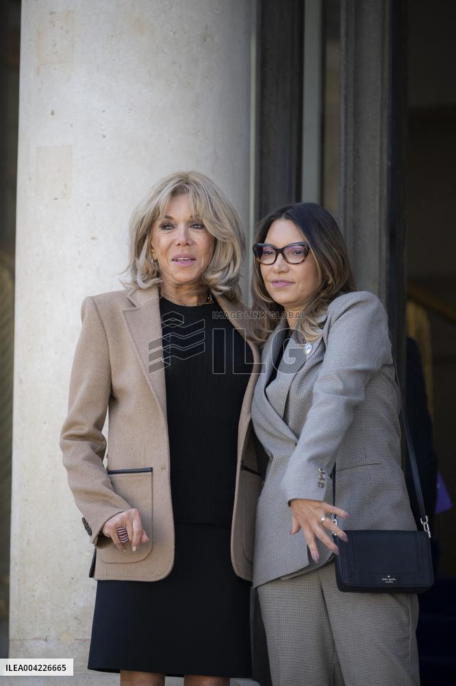 Brigitte Macron Hosts Rosangela da Silva at Elysee Palace - Paris