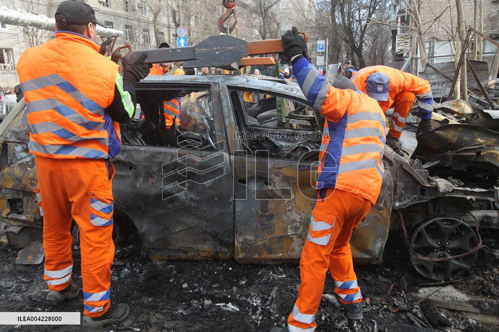 Aftermath of massive Russian drone attack on Dnipro