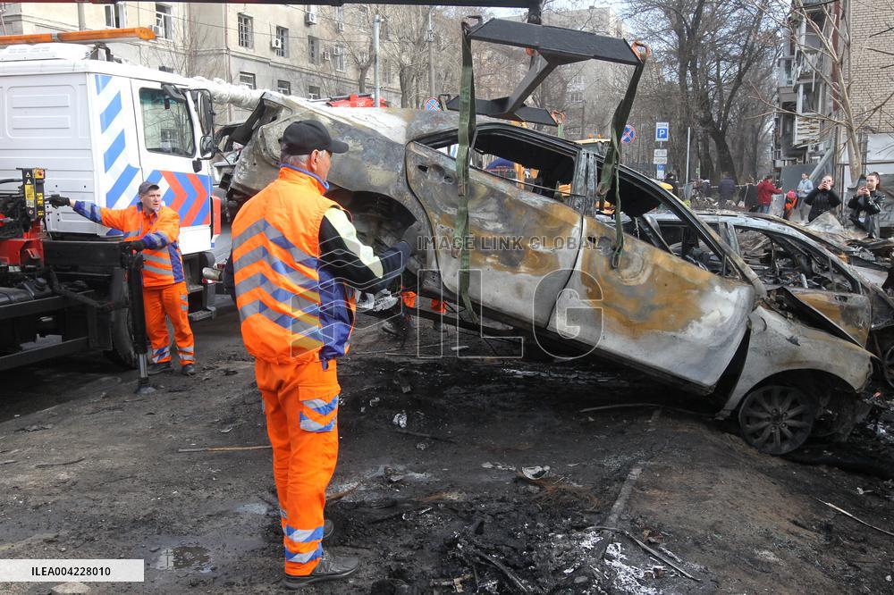 Aftermath of massive Russian drone attack on Dnipro