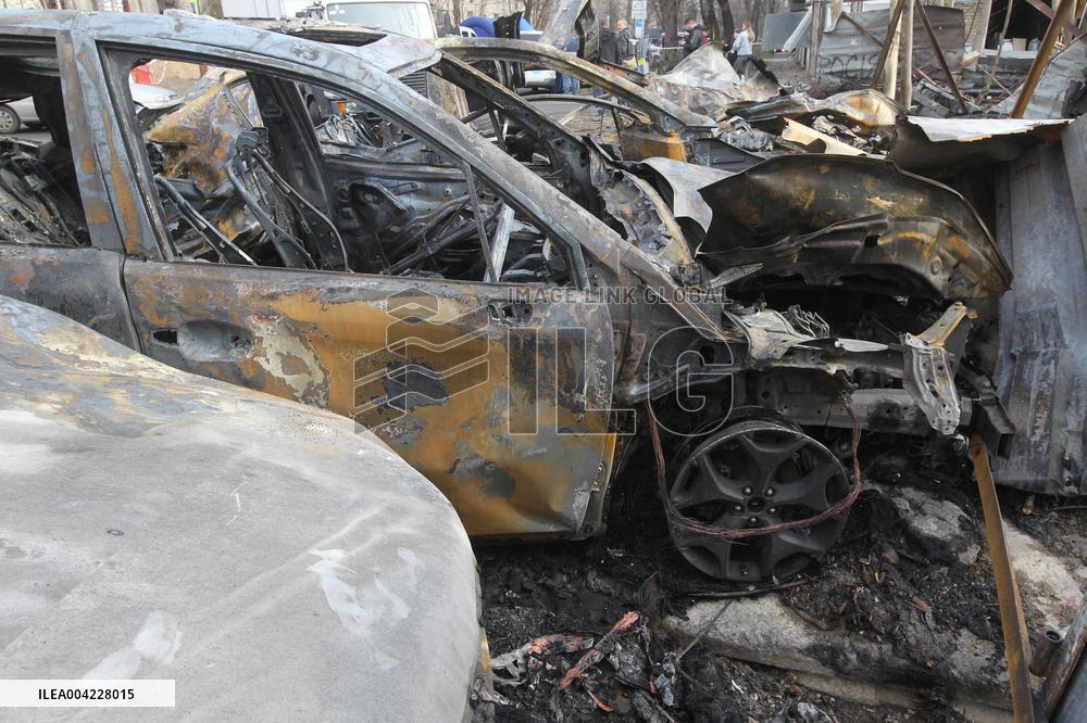 Aftermath of massive Russian drone attack on Dnipro