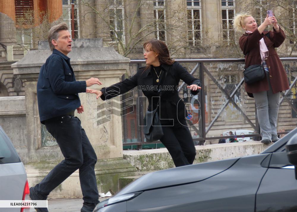 Jennifer Garner And Nikolaj Coster-Waldau On Set Of The Last Thing He Told Me - Paris