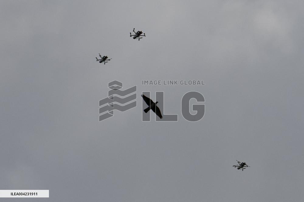 Drone Swarm And Bird Illustrations - France