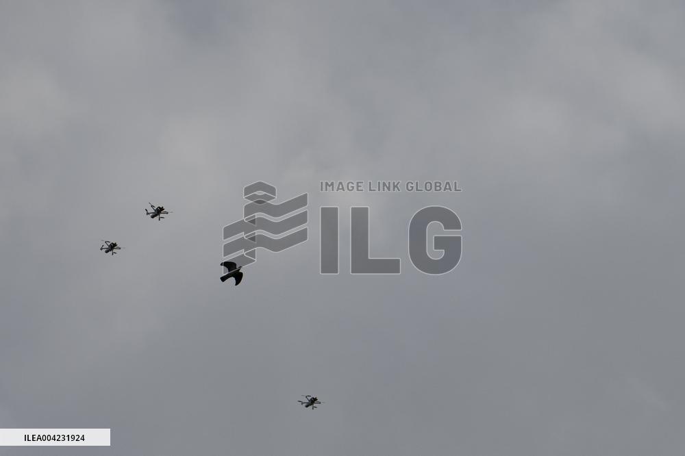 Drone Swarm And Bird Illustrations - France