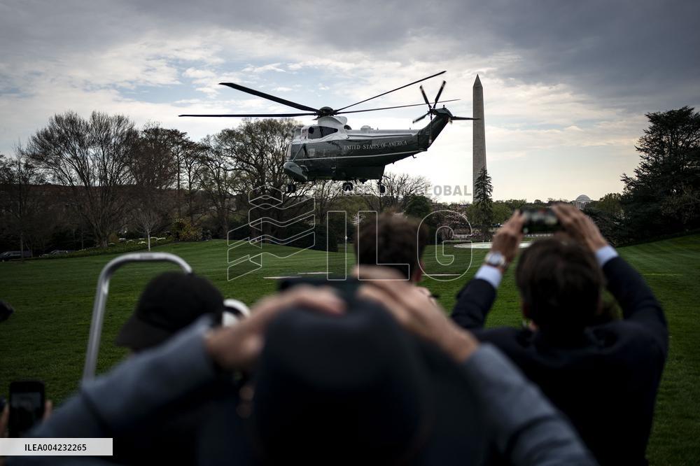 President Trump Departs the White House in Washington