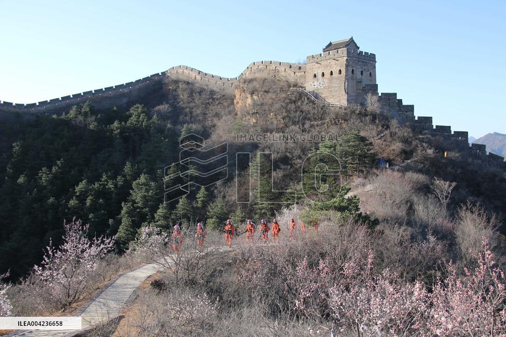 Firefighters Patrol Jinshanling Great Wall Scenic Area in  Cheng