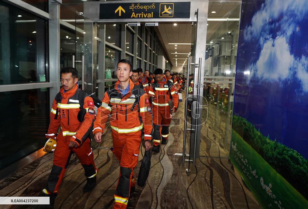 China Sar Rescue Team Arrives In Myanmar To Aid Earthquake Relief Efforts
