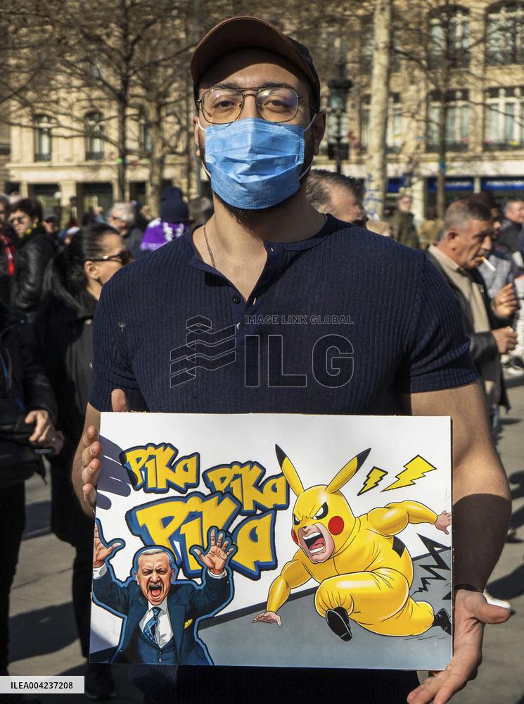 Anti-Erdogan Protest in Paris - France