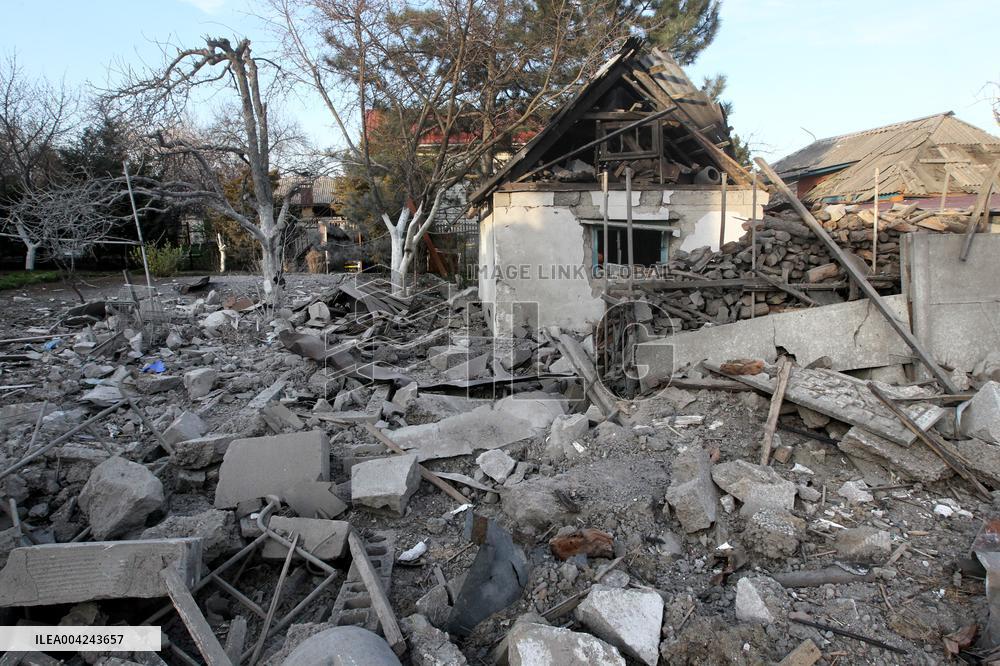 House destroyed by Russian drone strike in Dnipro
