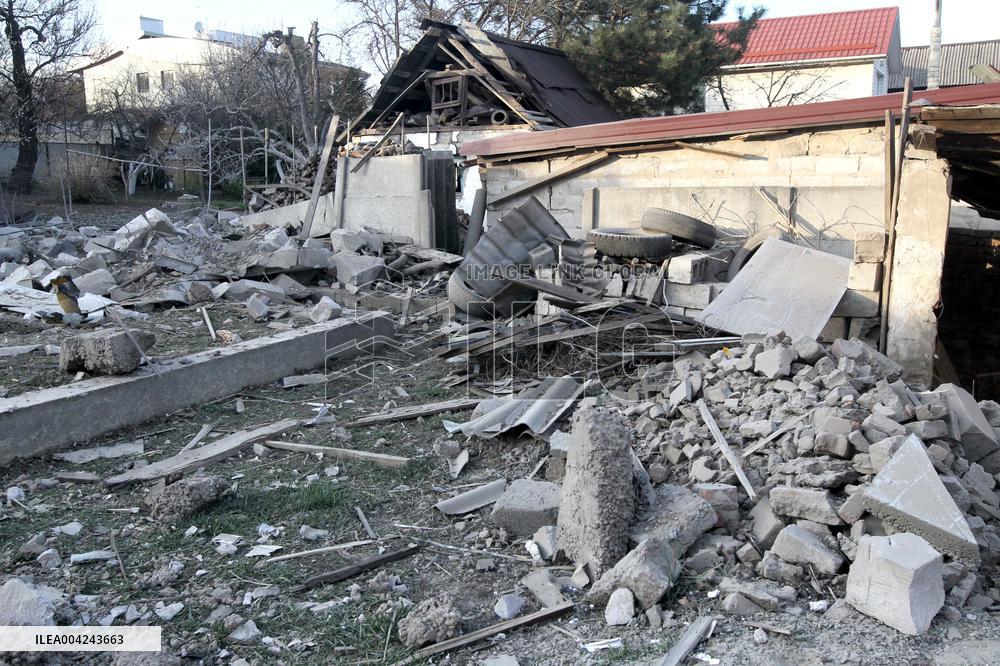 House destroyed by Russian drone strike in Dnipro