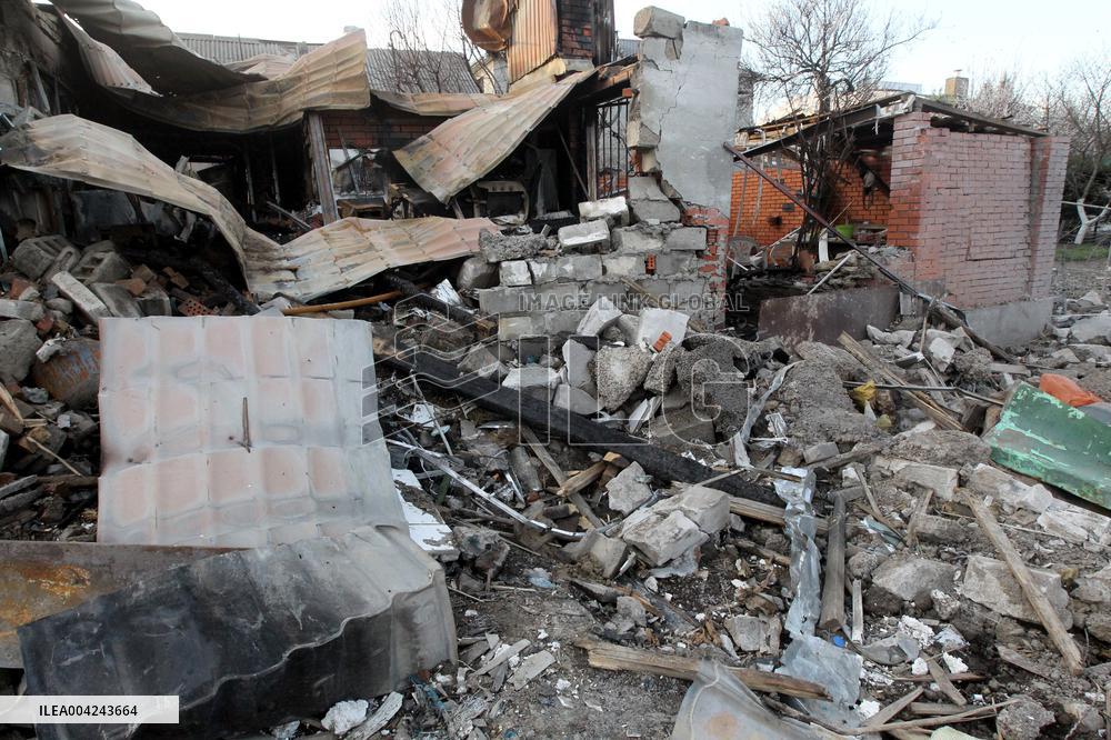 House destroyed by Russian drone strike in Dnipro