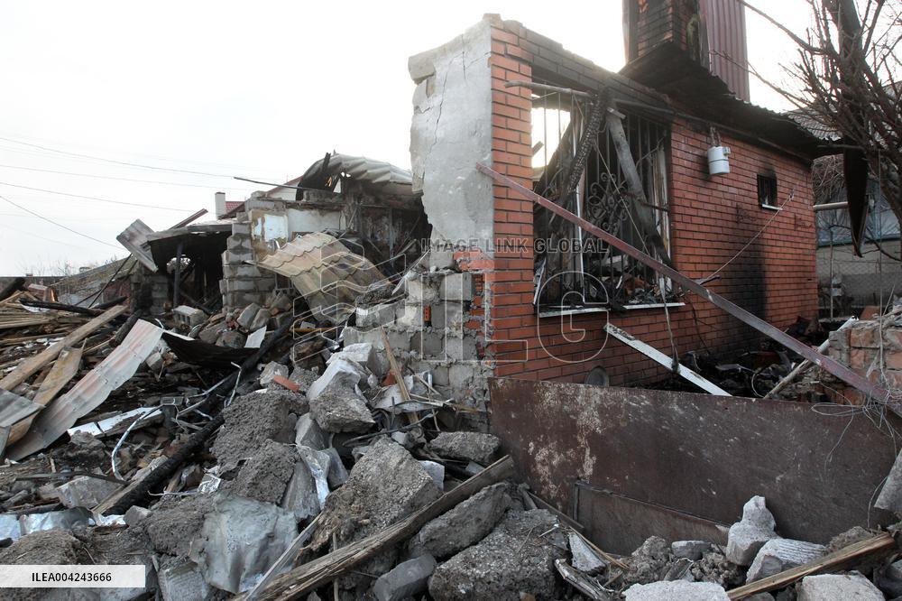 House destroyed by Russian drone strike in Dnipro