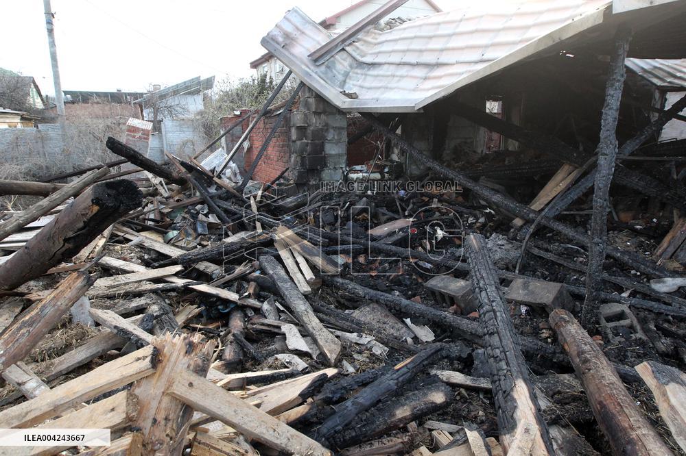 House destroyed by Russian drone strike in Dnipro