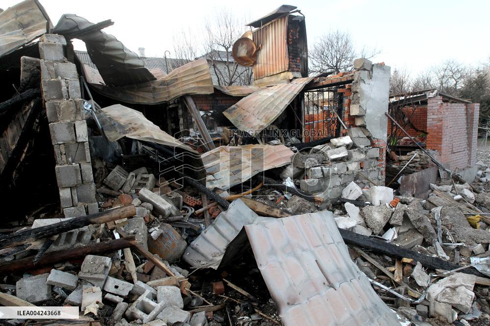 House destroyed by Russian drone strike in Dnipro