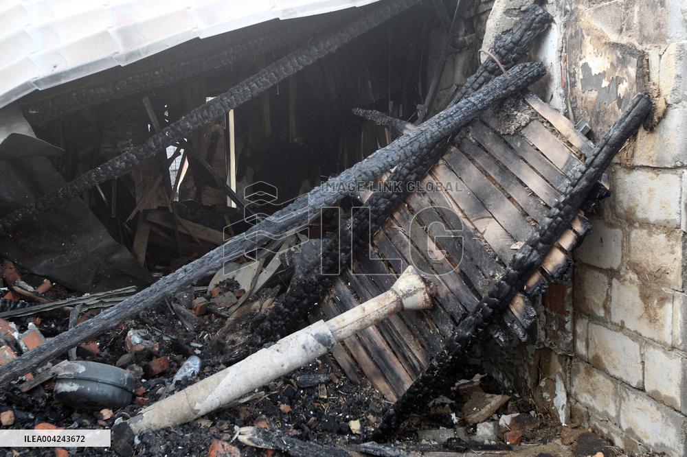 House destroyed by Russian drone strike in Dnipro