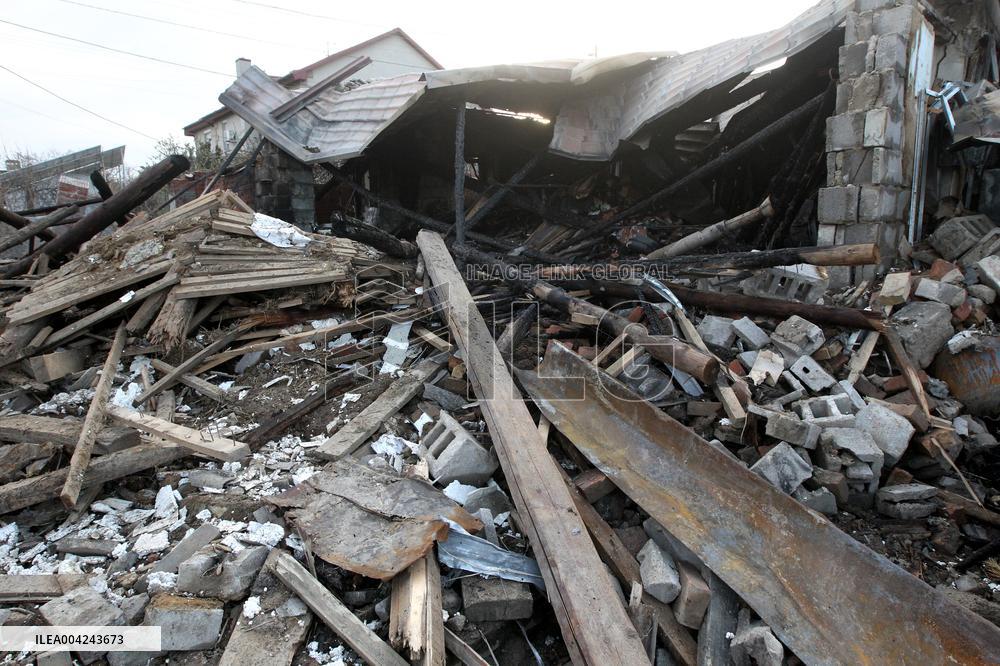 House destroyed by Russian drone strike in Dnipro