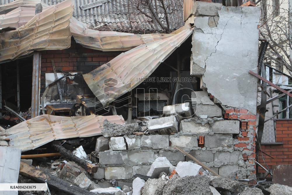 House destroyed by Russian drone strike in Dnipro