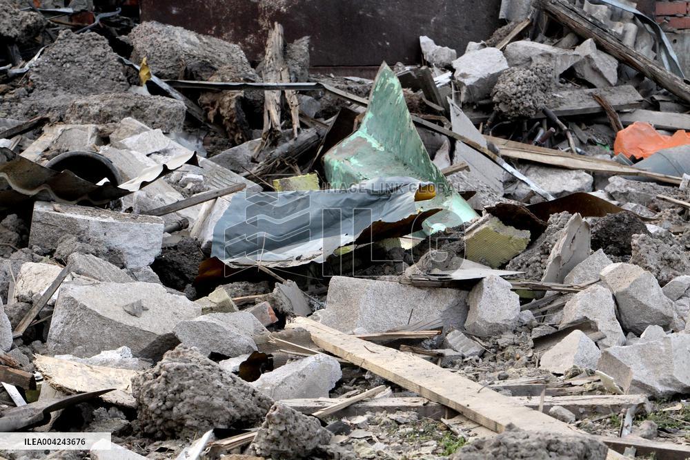 House destroyed by Russian drone strike in Dnipro