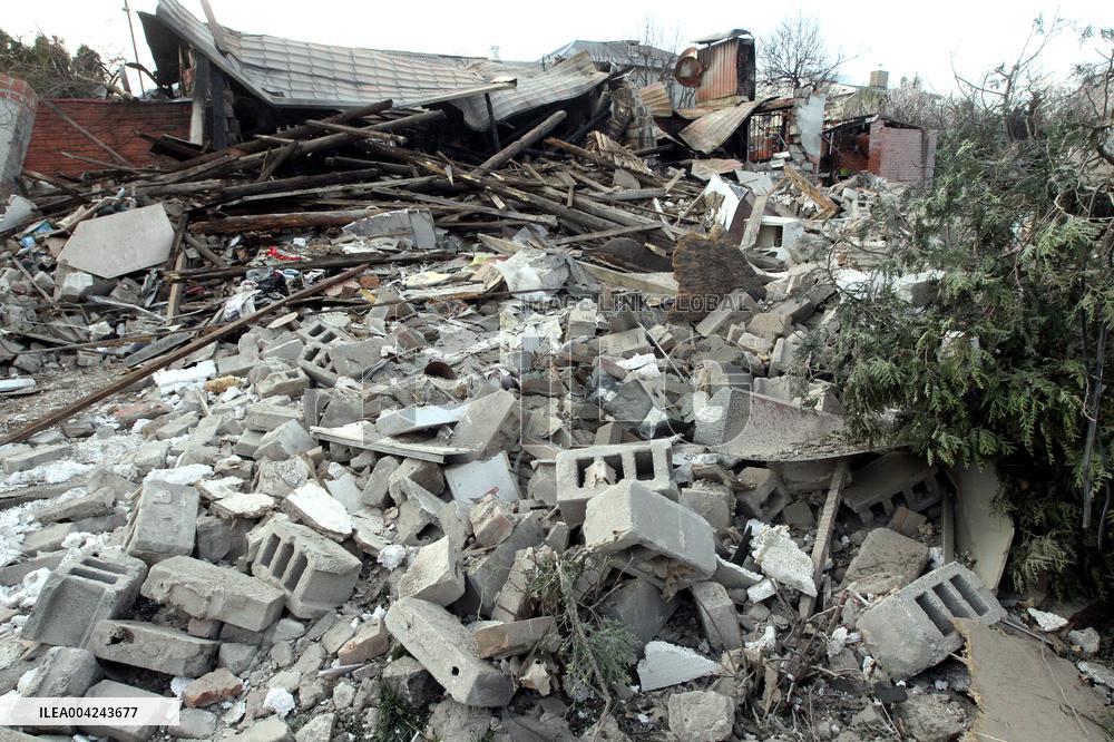 House destroyed by Russian drone strike in Dnipro